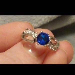 ◇New Sapphire lab created stone silver ring